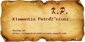 Klementis Petróniusz névjegykártya
